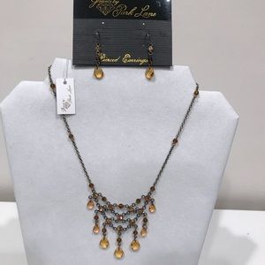 Park Lane Cognac Swarovski Necklace and Earrings